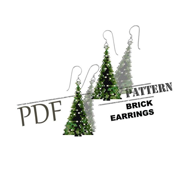 Sapin de Noël, Brick stitch, téléchargement instantané, motif de Noël, motif boucles d'oreilles, motif pdf, motif perles de rocaille, boucle d'oreille en brique
