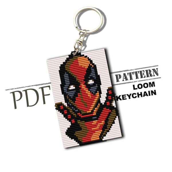 Comix loom stitch, instant download, Deadpool pattern, earrings pattern, pdf pattern, seed bead pattern, loom keychain, hero