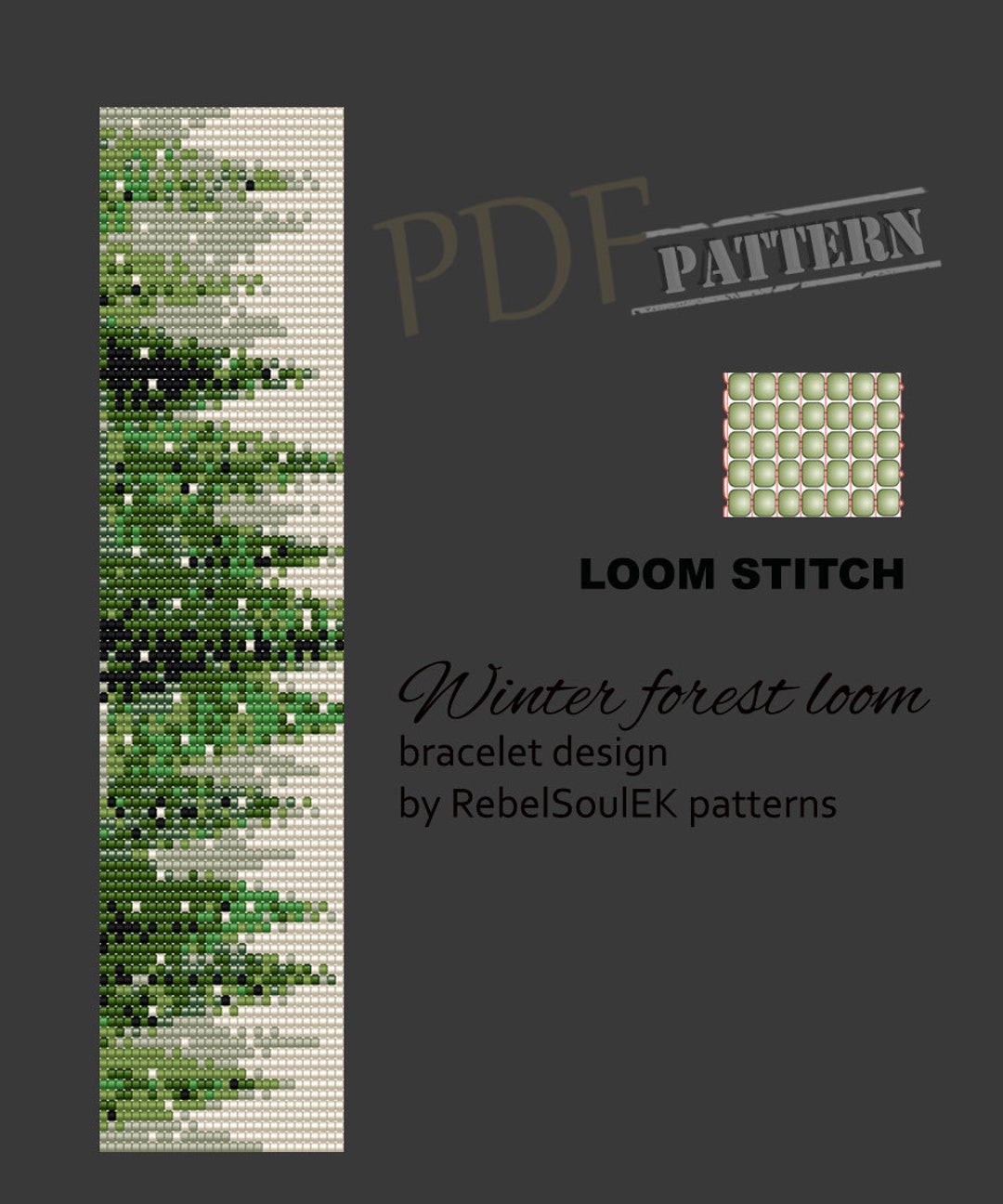 Christmas Tree Seed Bead Loom Pattern: Winter Forest (PDF - Main Image
