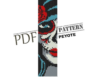 Santa Muerte Sugar Skull Peyote Armband Muster (PDF Download)