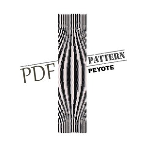 Optical 2 pattern, peyote design, indownload,peyote seed bead pattern, black and white bracelet, trend pattern