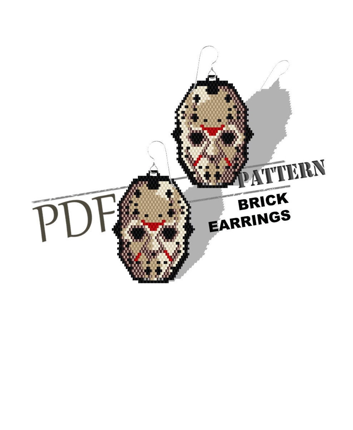 Jason Repeating Pattern Jason Voorhees Brick Stitch Earring Pattern: Horror Halloween (PDF ...