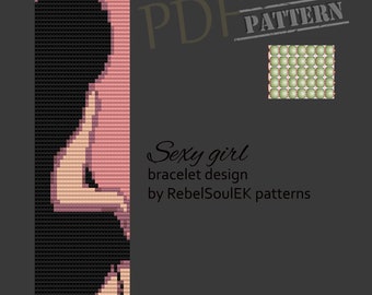Loom Bead Pattern: Pretty Woman Cuff Bracelet (PDF Pattern)