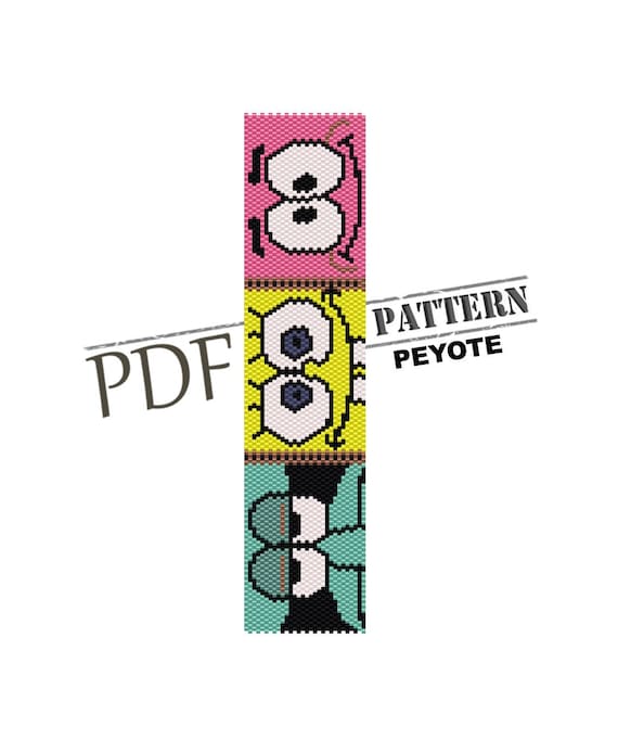 Sea cartoon stitch, cartoon pattern,  children pattern, beading pattern, peyote design, beadwork pattern, even peyote, pdf pattern