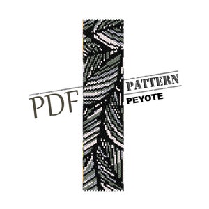 Winter leaves pattern, peyote design, indownload,peyote seed bead pattern, black and white bracelet, trend pattern