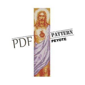 Jesus peyote, burning heart pattern,  peyote  easter,  resurrection, seed bead pattern, pdf pattern, wide cuff pattern