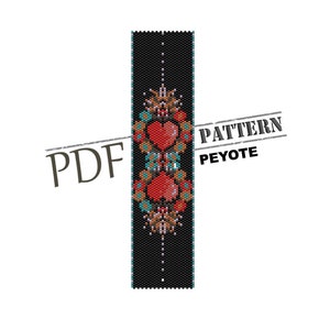 Sacred heart, religious jewelry, spiritual pattern, mexican style, peyote pattern, peyote pdf, heart pattern, flaming heart, bead pattern