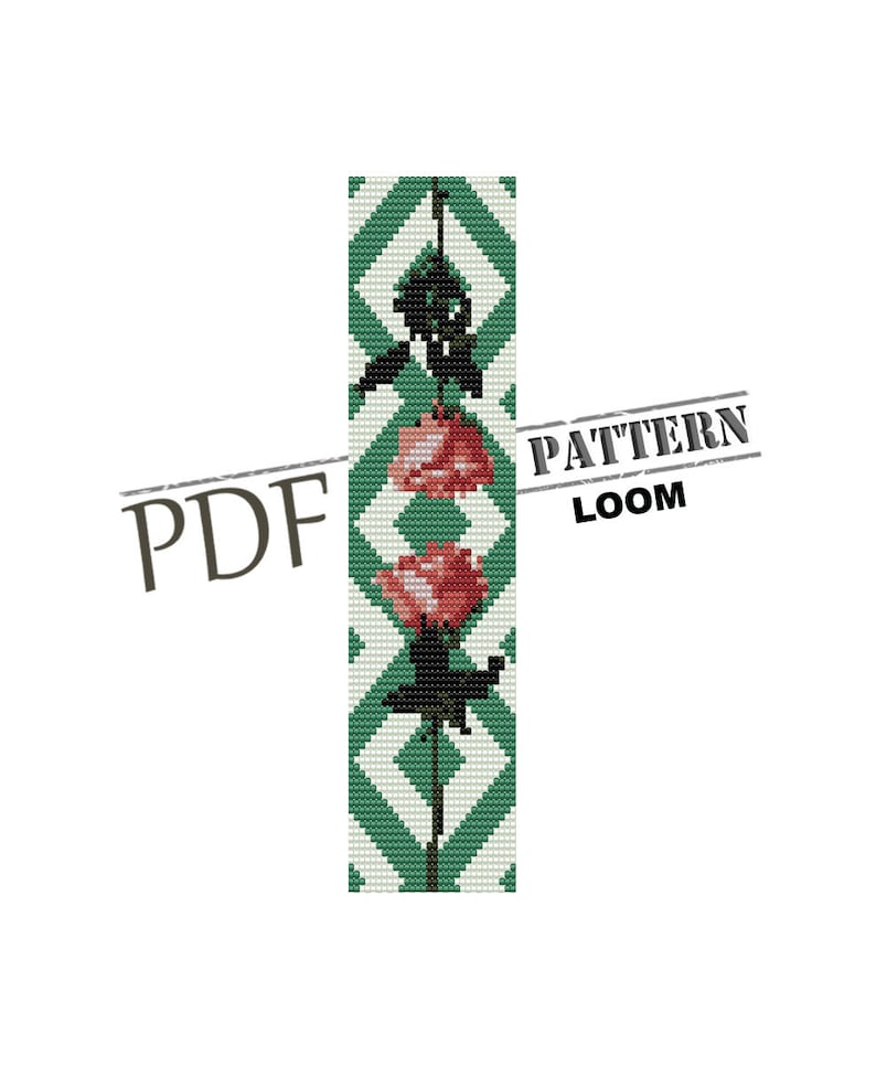 Pink Roses Bead Loom Pattern Loom Beading Bookmark Etsy
