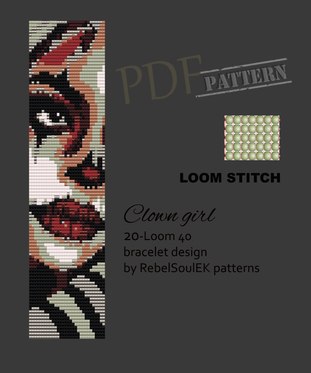 Santa Muerte Sugar Skull Loom Pattern: Clown Girl Beadwork (PDF Pattern ...