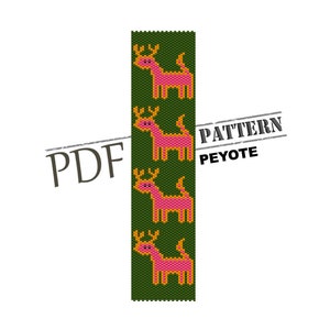 Dears pattern, pdf pattern, seed bead pattern, WINTER pattern, forest pattern, peyote stitch, holiday peyote, pattern for peyote