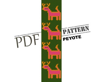 Dears pattern, pdf pattern, seed bead pattern, WINTER pattern, forest pattern, peyote stitch, holiday peyote, pattern for peyote