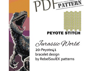 Dinosaur Bracelet Pattern: Jurassic World Delica Seed Beads (PDF