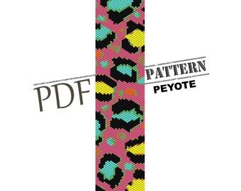 Leopard pattern, jungle cat, leopard peyote pattern, peyote pattern, peyote bead pattern, peyote stitch