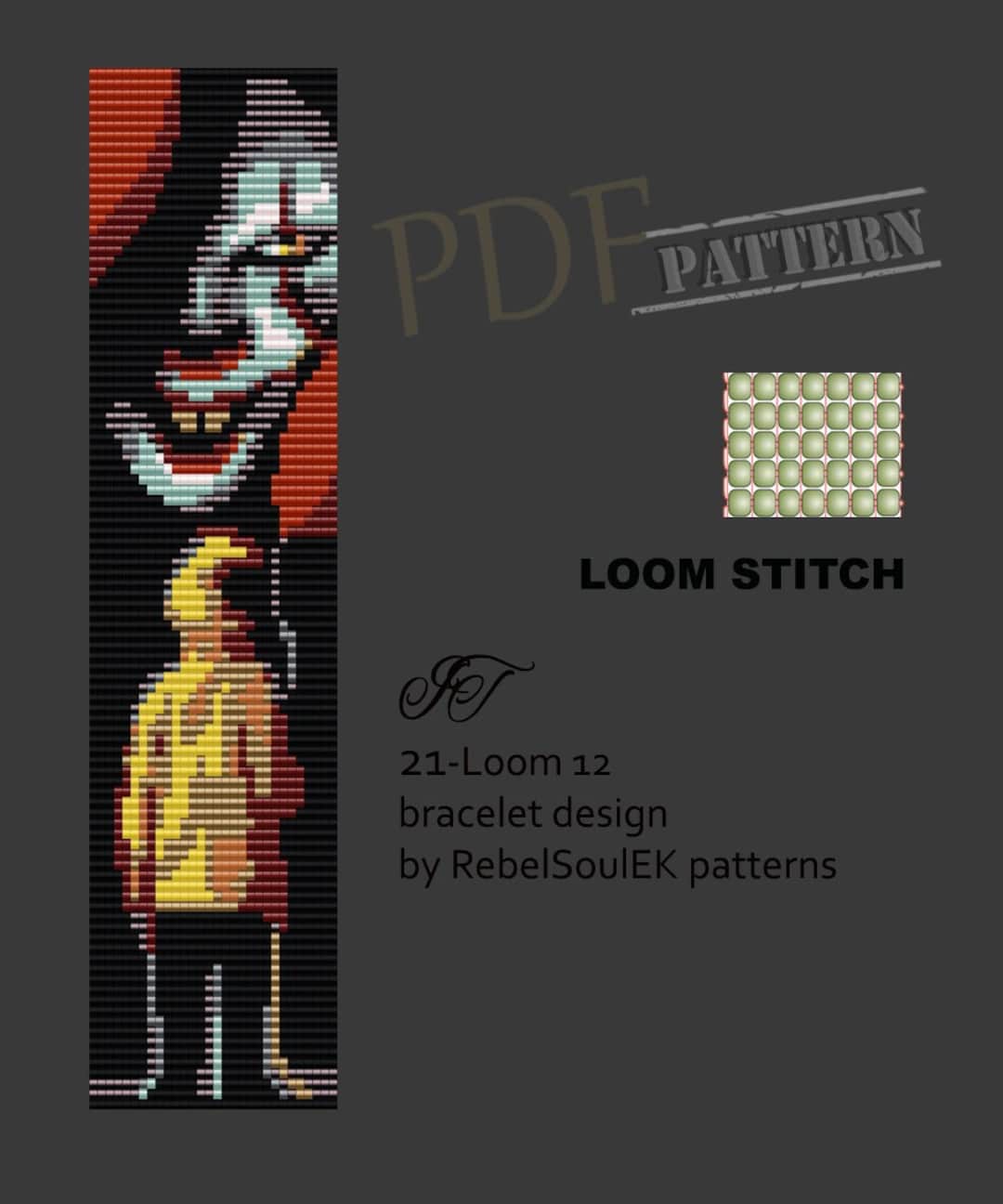 Pennywise Pattern, Horror, IT Loom Bracelet, Goth Loom, Halloween ...