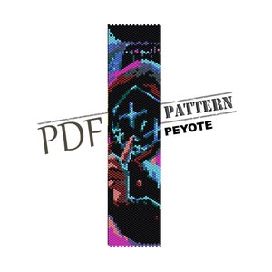 Purge pattern, neon, mask peyote bracelet, goth peyote, Halloween pattern, pdf pattern, bracelet pattern, instant downloud PDF