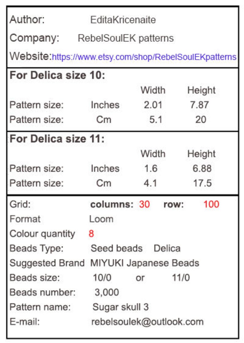instant download bead loom pattern loom beading sugar skull loom square pattern Santa Muerte beadwork pattern loom bracelet