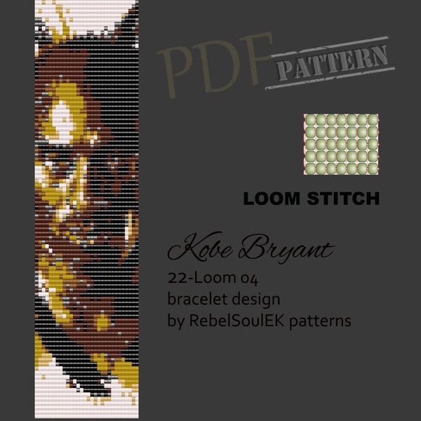 Koby Bryant bead loom pattern, loom beading, Sport pattern, famous people, man pattern, bookmark, NBA pattern