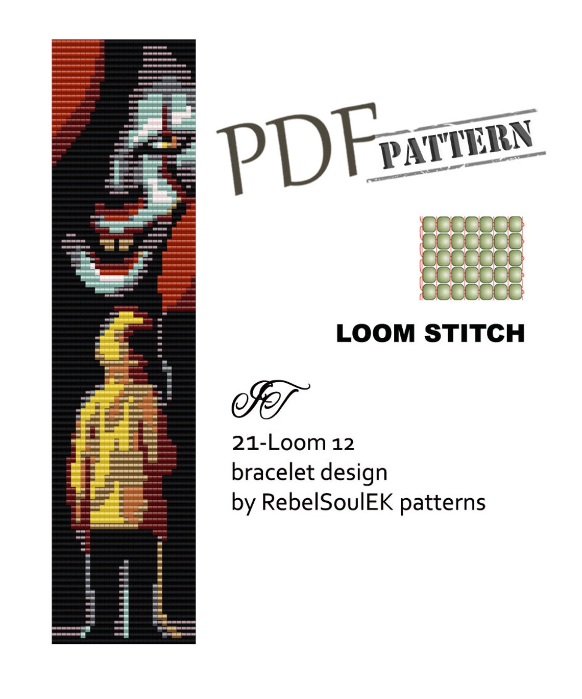 Pennywise Pattern, Horror, IT Loom Bracelet, Goth Loom, Halloween ...