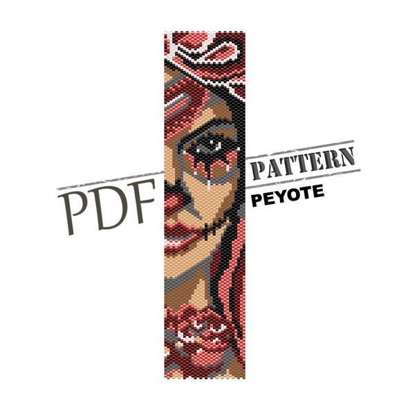 Gipsy beadwork pattern, sugar skull peyote, instant download, bead peyote pattern, peyote beading, peyote bracelet, peyote pattern