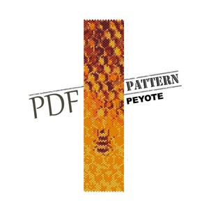 May include: A beading pattern for a peyote stitch bracelet featuring a bee on a honeycomb background. The pattern is available as a PDF download.