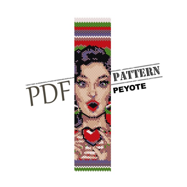 Pin Up bead peyote pattern, peyote beading, Hollywood pattern, people, girl pattern, bookmark, woman pattern, girl pattern