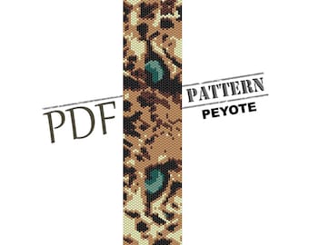 Leopard Eyes Peyote Stitch Pattern, Jungle Cat Beading (PDF Pattern)