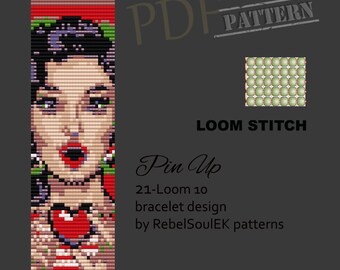 Patrón de telar de cuentas para chica pin-up: Marcapáginas Hollywood (patrón PDF)