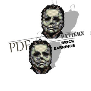 Halloween brick stitch, instant download, Michael Myers pattern, STATEMENT earrings pattern, pdf pattern, seed bead pattern, brick earring