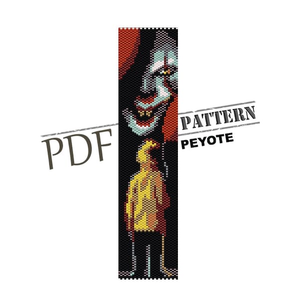 Pennywise pattern, Horror, IT peyote bracelet, goth peyote, Halloween pattern, pdf pattern, bracelet pattern, instant downloud PDF