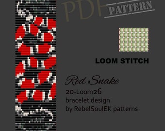 snake pattern, pdf pattern, bracelet pattern, single loom stitch, Delica pattern, seed beads tutorial, instant downloud PDF