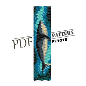 Whale peyote pattern, ocean pattern, peyote bracelet, bead peyote pattern,  beaded cuff pattern, caribbean pattern