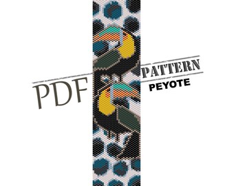 Tukan, bird bracelet, instant download, bead PEYOTE pattern, peyote beading,  bead weaving pattern, peyote pattern