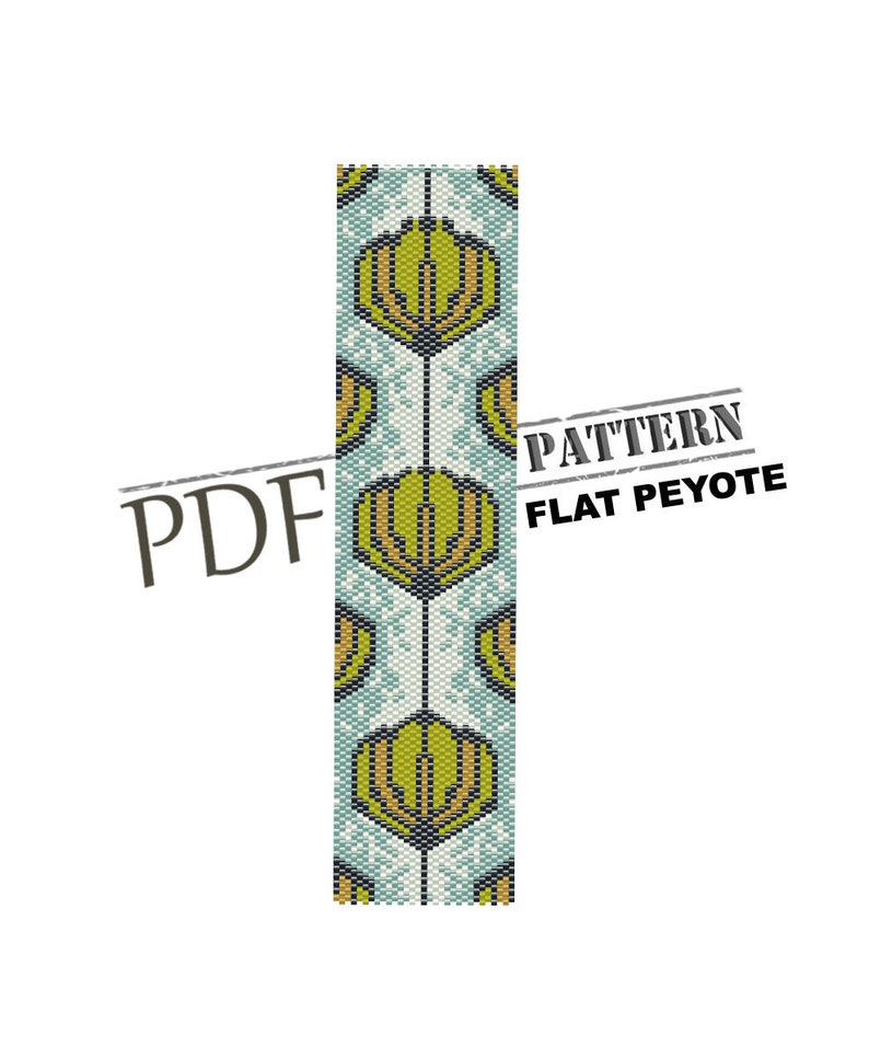 peyote design flower bracelet flat peyote pattern flower pattern beaded cuff pattern Instant download seed bead pattern