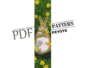 bunny bead pattern, pdf pattern, seed bead pattern, rabbit pattern, miyuki pattern, peyote stitch, easter peyote, pattern for peyote