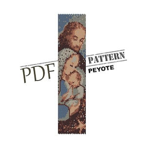 Holy family, nativity pattern, Saint family, peyote christmas, Christmas pattern, seed bead pattern, pdf pattern, wide cuff pattern
