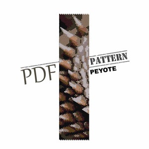 May include: A beaded bracelet pattern in brown, beige, and white colors. The pattern is for peyote stitch and is available as a PDF download. The text "PATTERN PEYOTE" is visible on the image.