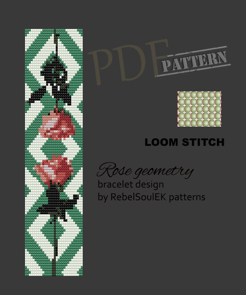 Pink Roses Bead Loom Pattern Loom Beading Bookmark Etsy