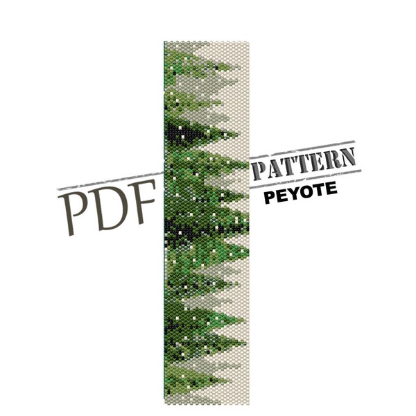 Christmas tree pattern, pdf pattern, seed bead pattern, WINTER pattern, forest pattern, peyote stitch, holiday peyote, pattern for peyote