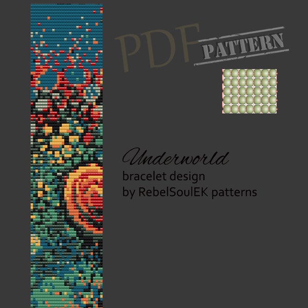 Aquarium pattern, instant download, loom bracelet, square pattern, abstract bead, bead loom pattern, floral design, scheme loom
