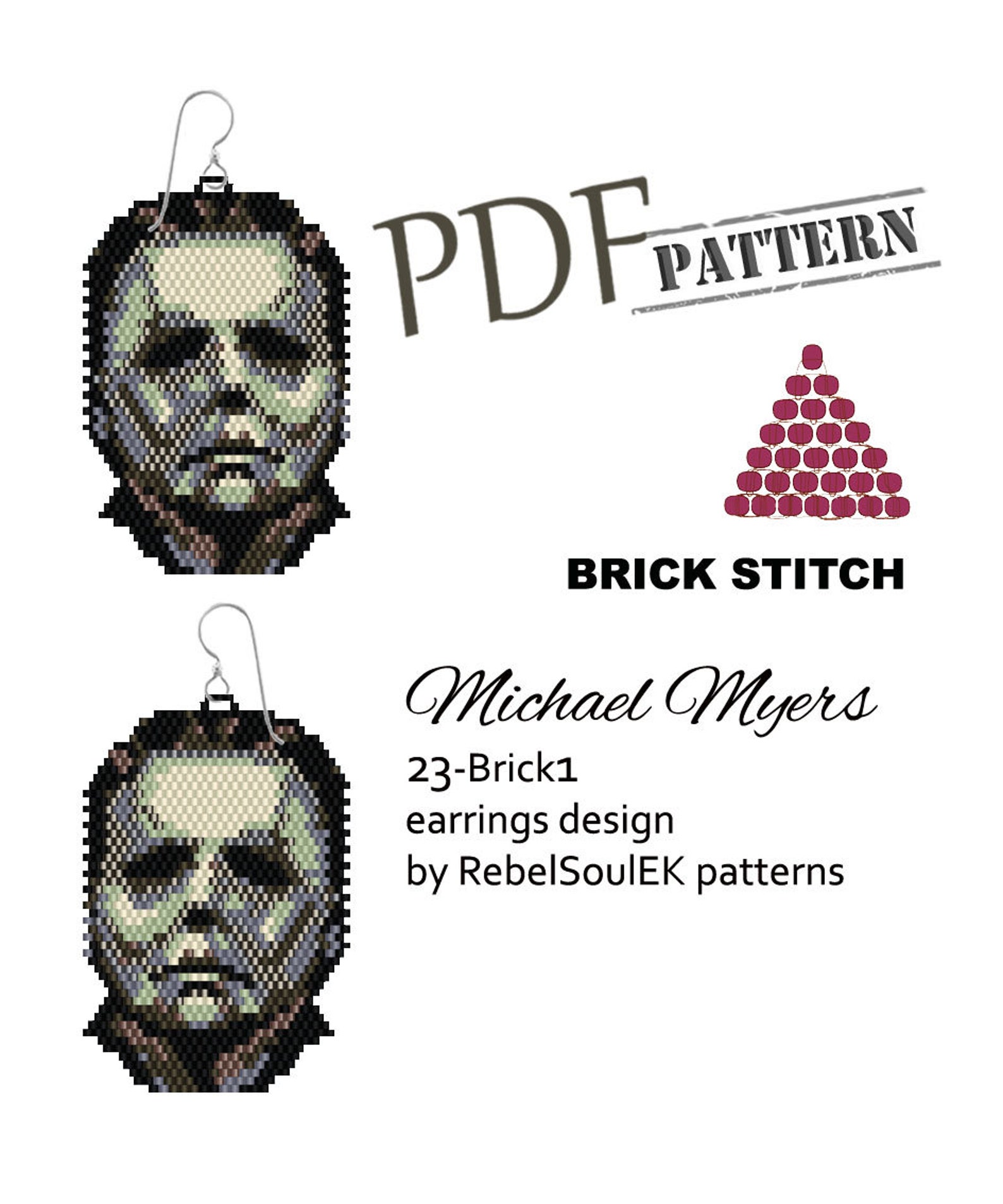 Michael Myers Earrings Pattern: Halloween Brick Stitch (PDF Pattern) - Etsy