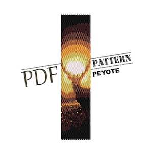 Christmas pattern, pdf pattern, seed bead pattern, deer pattern, forest pattern, peyote stitch, holiday peyote, pattern for peyote