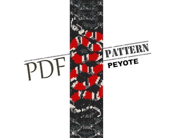slangenpatroon, PDF-patroon, armbandpatroon, enkele peyote steek, Delica patroon, rocailles tutorial, instant download PDF