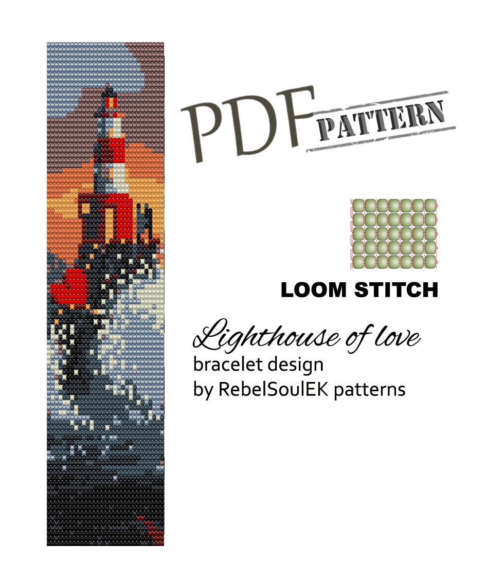 Lighthouse Beaded Loom Bracelet Pattern: Valentine's Day Cuff (PDF ...