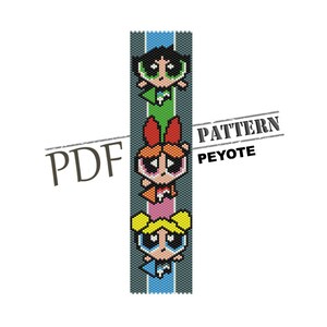 Girls Power stitch, cartoon pattern, children pattern, beading pattern, peyote design, beadwork pattern, even peyote, pdf pattern