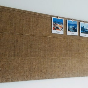 Polaroid Photo Display Peg Board, Bulletin Notice Hessian Burlap Board