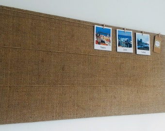 Polaroid Photo Display Peg Board, Bulletin Notice Hessian Burlap Board