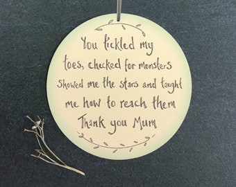 Gift For Mum Wooden Round Sign / Mother's Day Gift / Thank you Mum Wooden Circle Plaque
