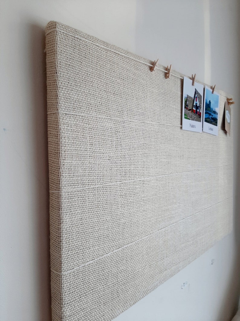 White Notice Board, Fabric Cork Board, Wedding Photo Board, Bulletin Board for Office, Pinboard for Kitchen, Family Noticeboard image 1