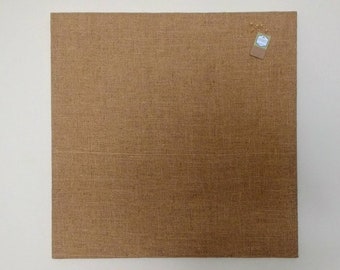 Square Cork Board Hessian Covered, Rustic Push Pin Memo Board