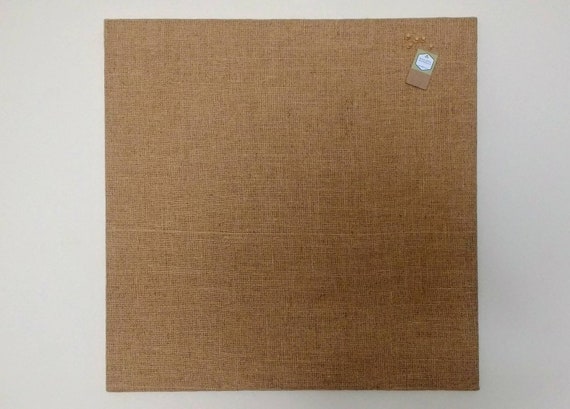 Square Cork Board Hessian Covered, Rustic Push Pin Memo Board 